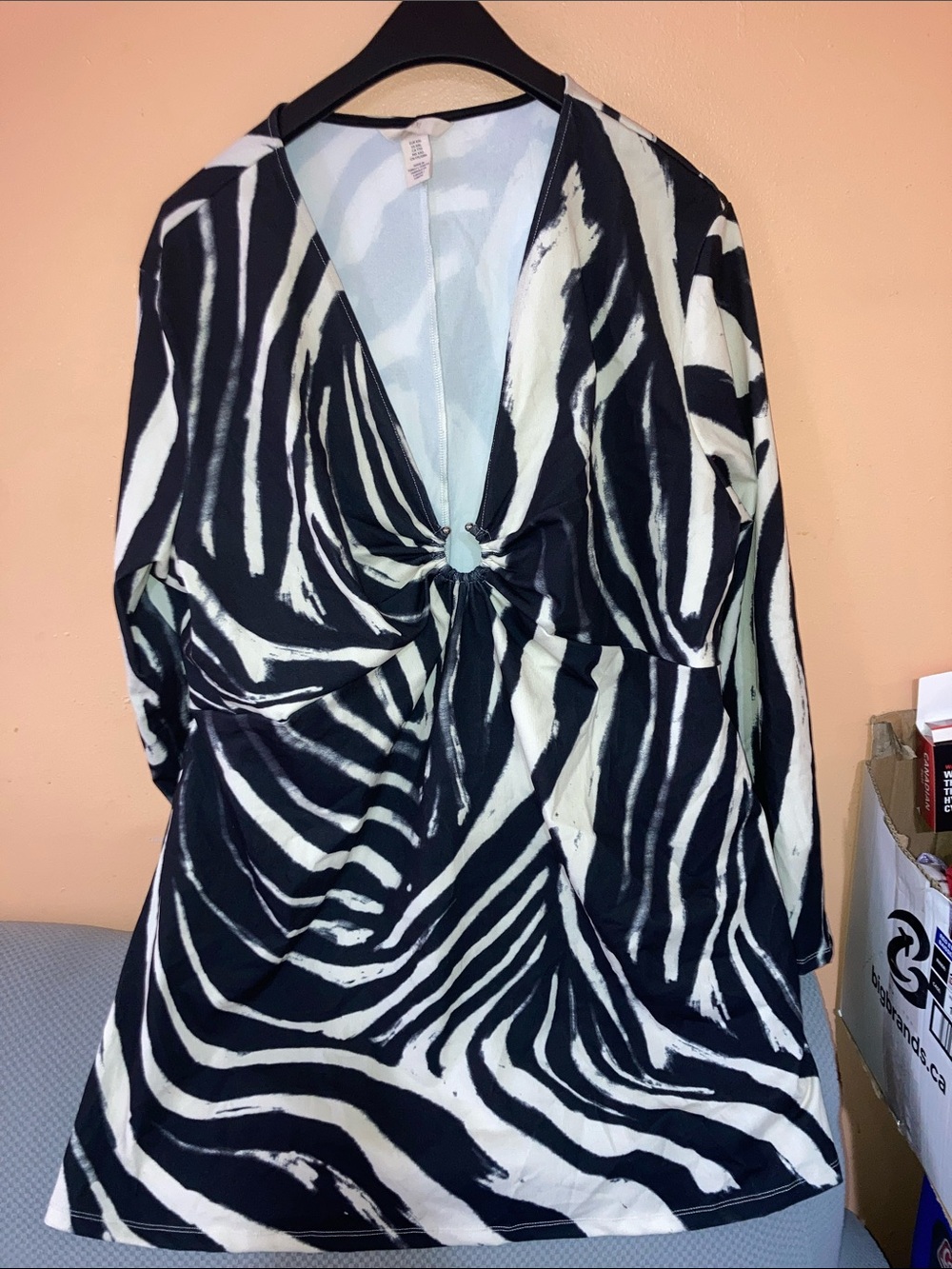 H&M Light Blue Top with Black Neck Trim